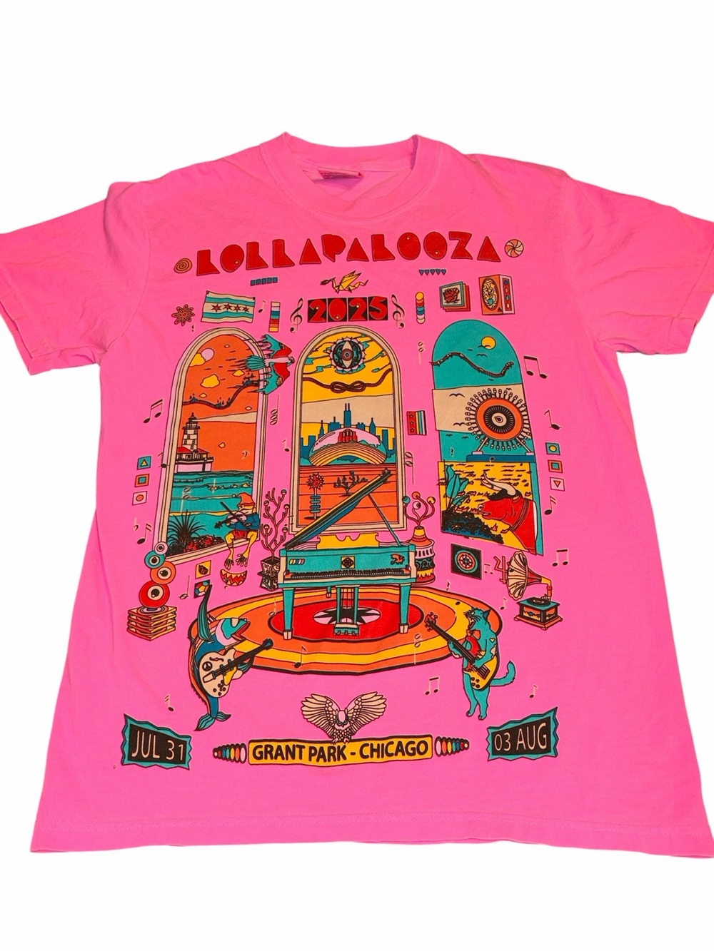 Comfort Colors Lollapalooza 2025 Pink Graphic Tee